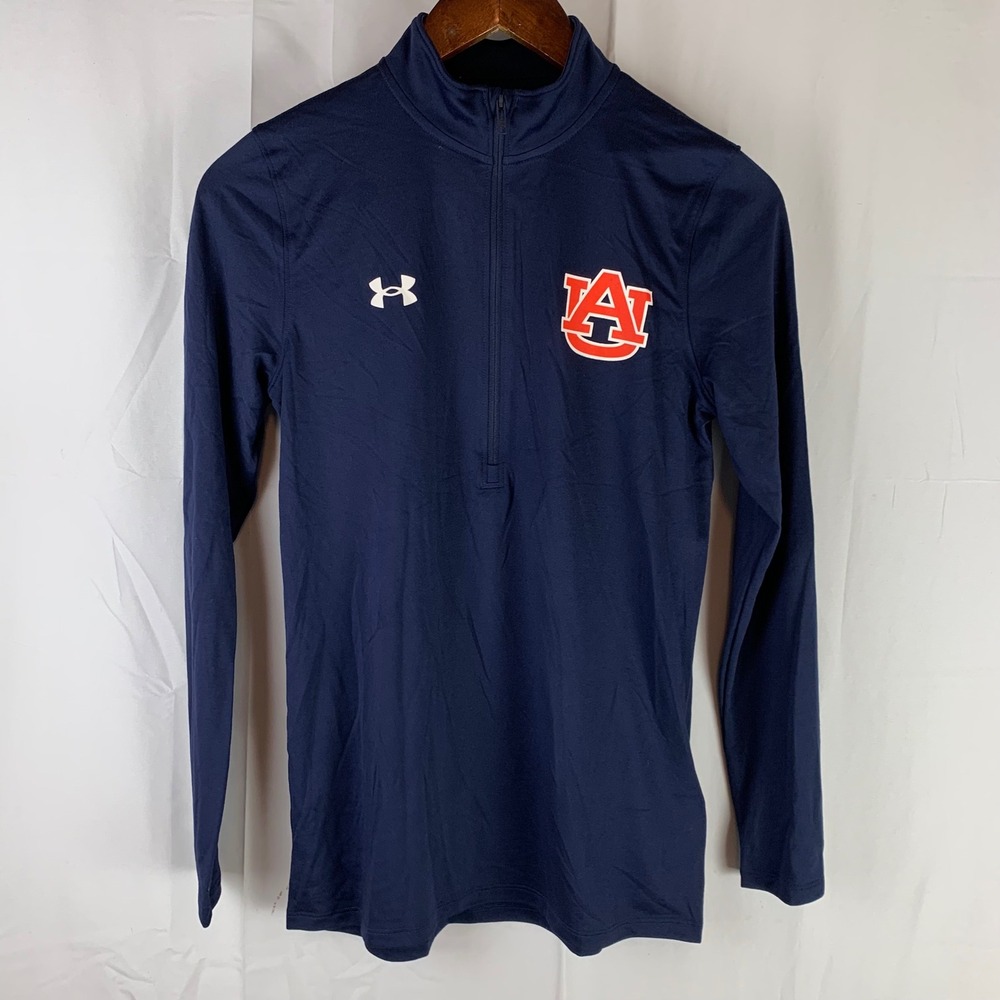 Under Armour Auburn Tigers Pullover Womens Small Navy Blue 1/2 Zip Tech‎ LS